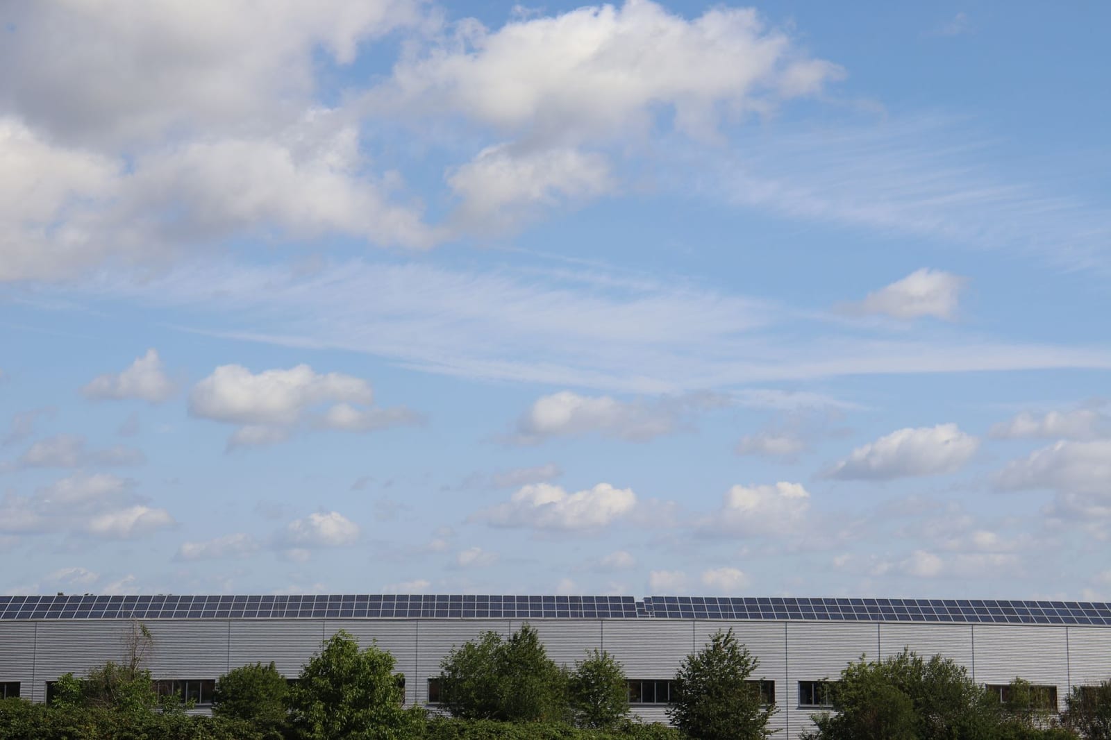 Solar panels on a UK manufacturing plant rooftop